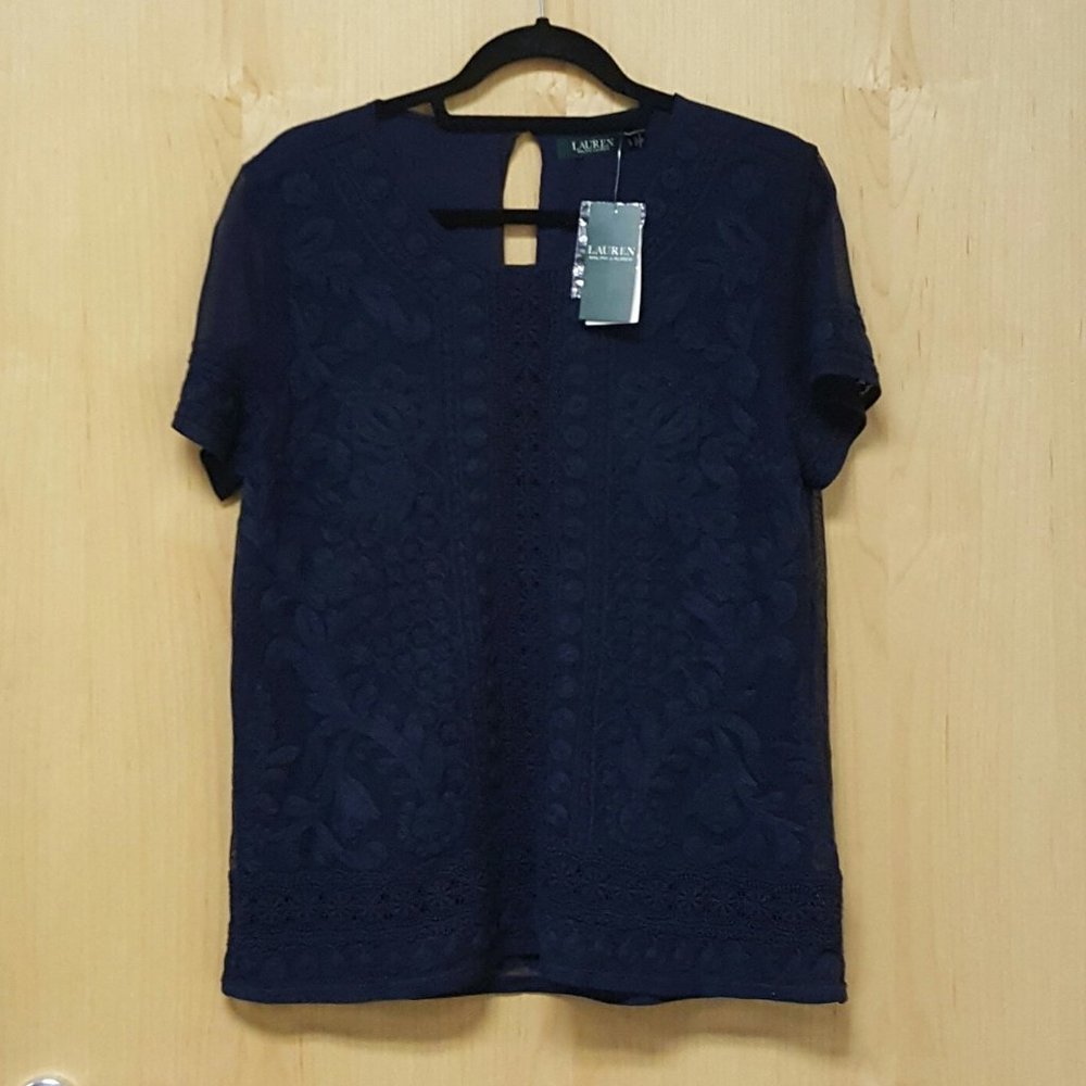 Lauren Ralph Lauren Lace Top Blouse NWT size L